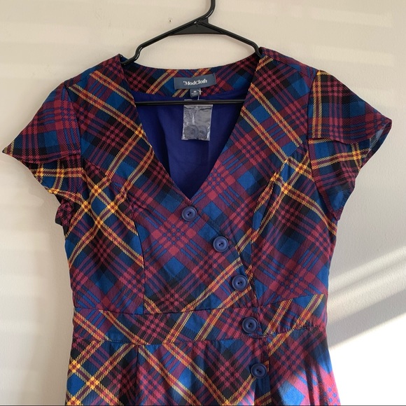 ModCloth Sentimental Special Button front Plaid dress - Picture 4 of 11